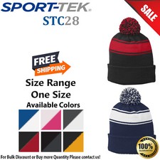 Sport-Tek Unisex Stripe Pom Pom Beanie STC28