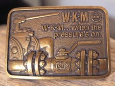 VTG 1970's Belt Buckle Industial Oil Field 'When The Pressure's On" Brass NOS