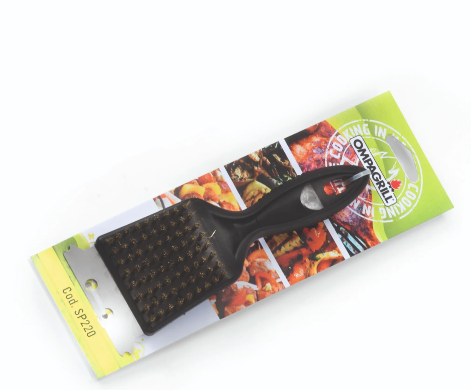 OMPAGRILL BBQ  SPAZZOLA PER BARBEQUE PULISCIGRIGLIA 2 USI CM.21 NERA 260050