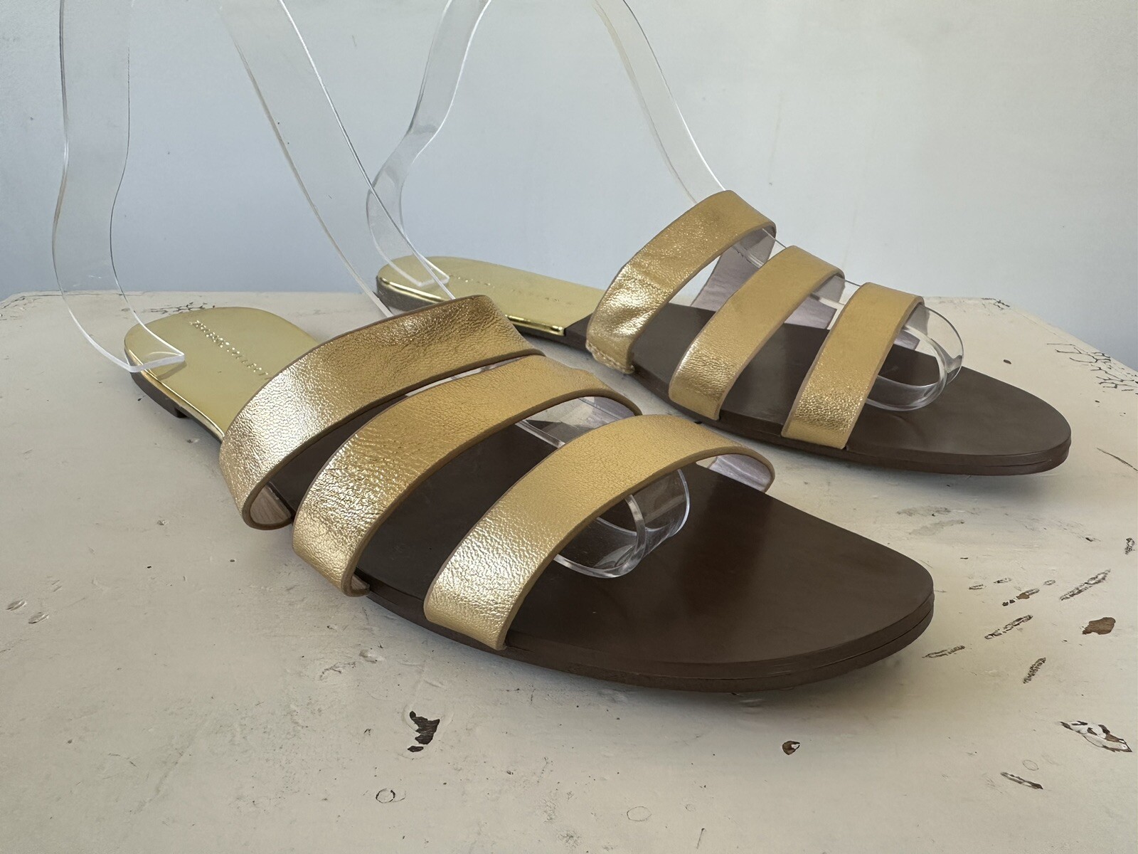 Zara Basic Collection Gold Brown Slides Women's S… - image 7