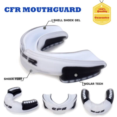 CFR New Gel Gum Shield Case Mouth Guard Boxing MMA Junior Adult Rugby Mouthpiece HG