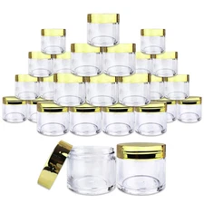 Beauticom® (30 PCS) 30G/30ML High Quality Clear Plastic Jars with Gold Lids