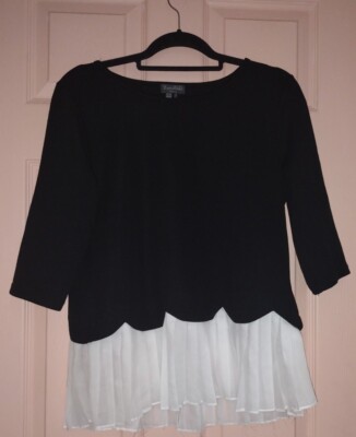 Essentials Black Large Polyester 3/4 Sleeve Blouse