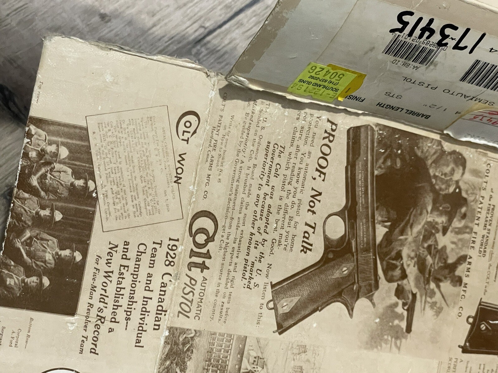 Two Vintage Colt Cardboard Gun Boxes Paper Plastic Bag Styrofoam eBay