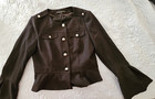 EUC White House Black Market Damen lange ausgestellte Ärmel schwarze Jacke Größe 10