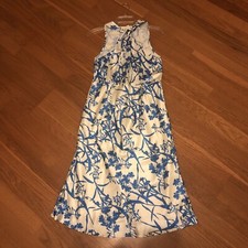 Shein White Blue Floral Sleeveless Dress M