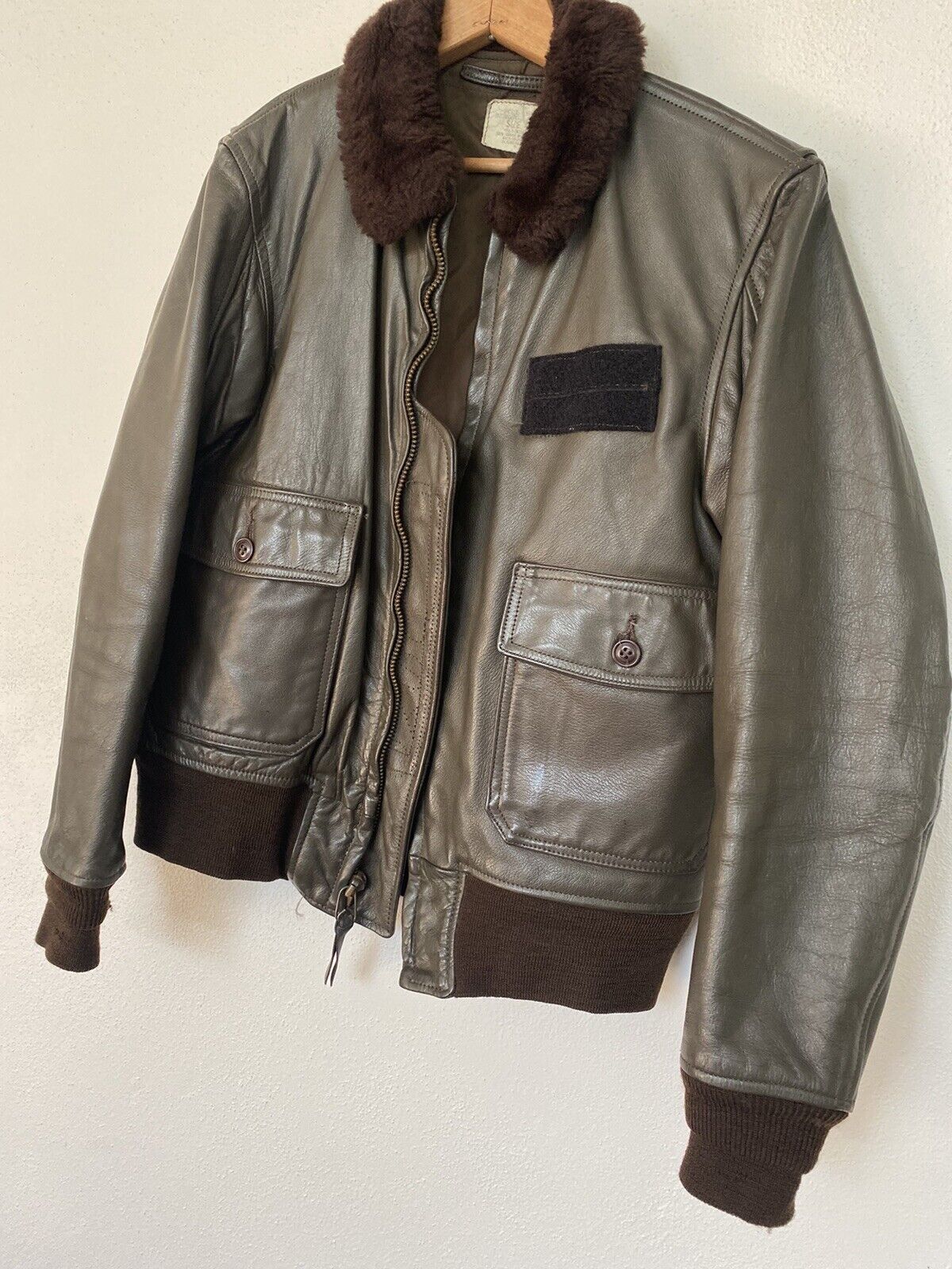 Vintage Authentic G-1 Brown Leather Flyers Jacket USN MIL-J-7823E(AS ...