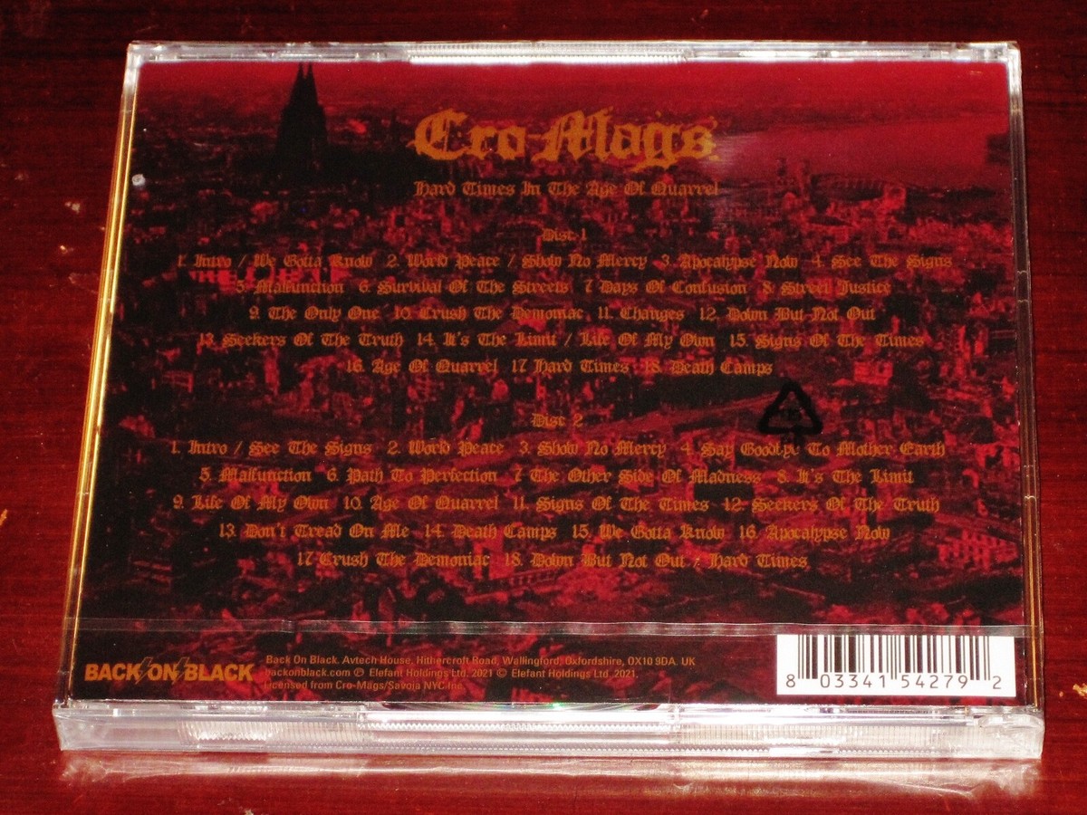 Cro-Mags: Hard Times In The Age Of Quarrel 2 CD Set 2021 Back On
