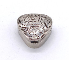 Antik 925er Silber Pillendose Herzform Pill Box Snuff Box Art Deco rare silver