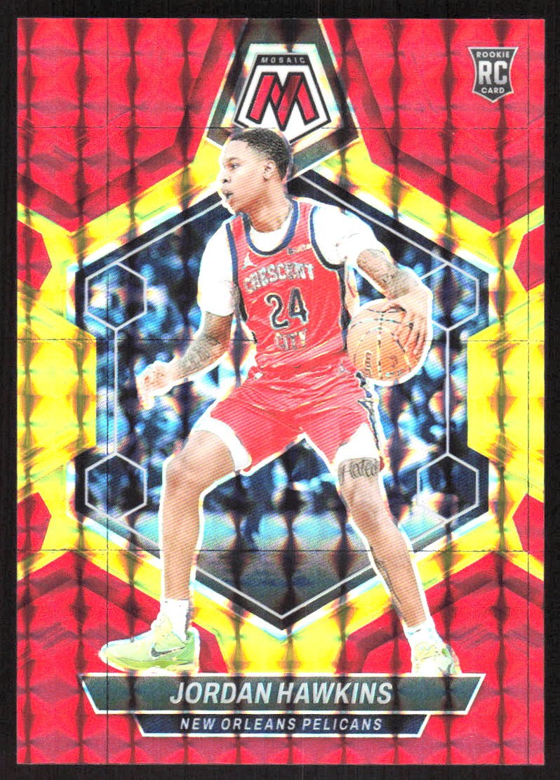 2216G 2023-24 Panini Mosaic #243 Jordan Hawkins Choice Fusion Red & Yellow #/75