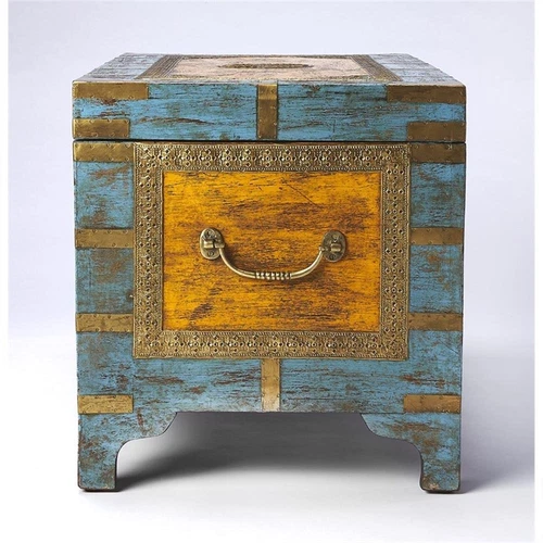 Butler Specialty Company Nador Painted Brass Inlay Wood Storage Trunk Multicolor - Picture 7 of 10