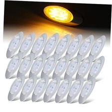 23 Pcs 6.5 Oval LED Clear Lens Amber Side Marker Lights 16LED Clear Amber