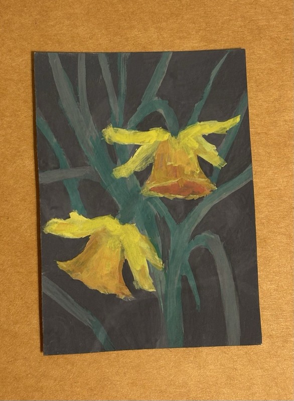 ACEO Original Flower Floral Watercolor & Gouache Painting on Paper, Small