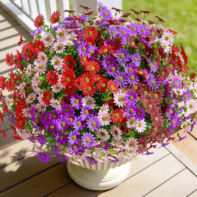 20 Bundles Artificial Daisies Flowers Fake Plant for Indoor Outdoor Decor, Fa...