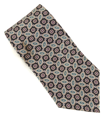 Silk Resilio Tie 4x56 Black Geometric Design Executive Office Necktie USA Made