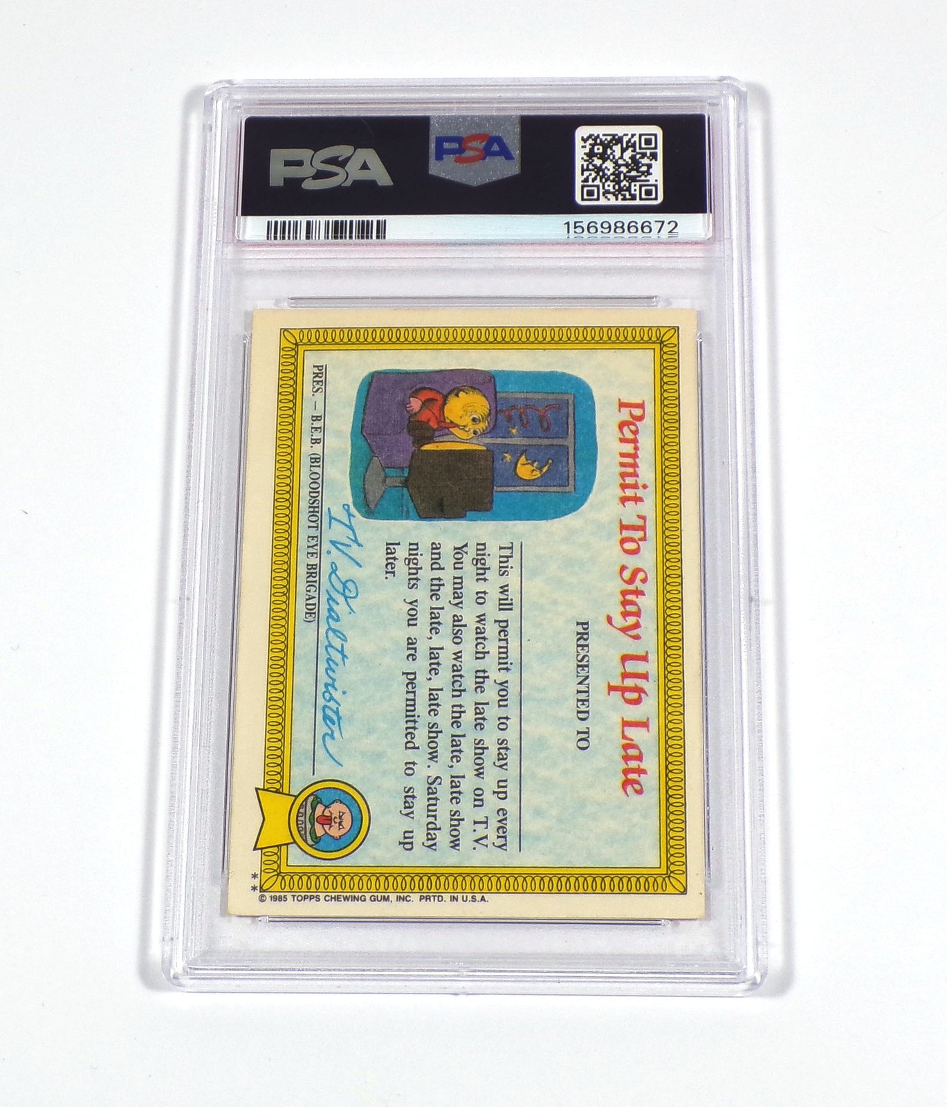 1985 Topps Garbage Pail Kids GPK Stickers Evil Eddie #1b PSA 3 view 2