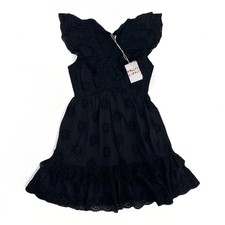 Roller Rabbit NWT Black Eyelet Ondika Dress Size S Smocked Preppy $178