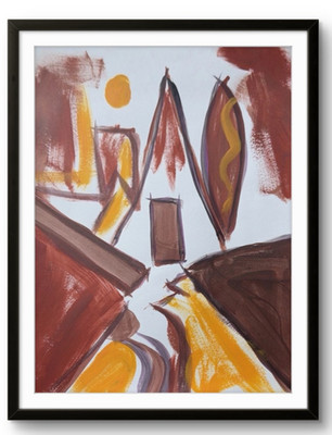 Original Hand Painted 11x14 Tipi Still Life Acrylic on Paper Signed Home Decor