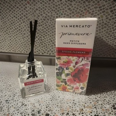 Via Mercato Primavera Petite Reed Diffuser, Spring Flowers 1.3 fl oz/40 ml- Qty2