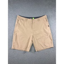 Quiksilver Amphibian Shorts Men 38 Tan Flat Front Zip Pocket 9'' Outdoor Active