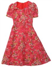 VINTAGE Womens A-Line Dress UK 10 Small Pink Floral SP11