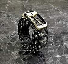 Stylish Woven Spotted High Quality Cowhide Leather Belt with Black Leather Trim