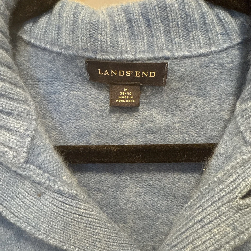 Vintage Lands End Lambswool Cashmere Blue Cardigan Sweater Cottagecore - Image 4 of 4