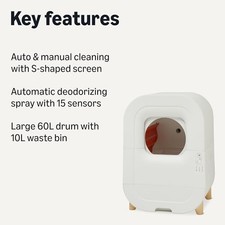 AMAZON BASICS AUTOMATIC SELF-CLEANING CAT LITTER BOX WITH SAFETY - WHITE