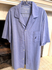 Men's NAUTICA Blue Herringbone Sleepware Pajama Set Top and Bottom Size Large