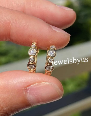 Certified Lab Grown Diamond Women's Valentine's Wear Hoop Earring In Real 925 SS