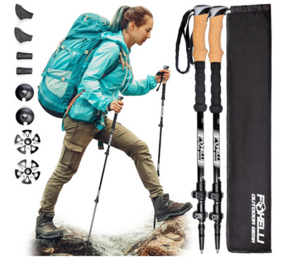Foxelli Carbon Fiber Wanderstöcke - zusammenklappbar, leicht, stoßdämpfend