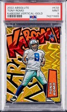 2022 Tony Romo Panini Absolute Gold Kaboom Vertical 1/10 PSA 9 #K32 KABOOM! SP