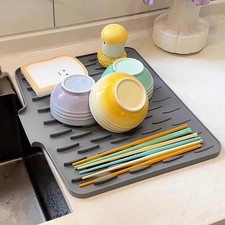 Silicone Drain Mat Sink Kitchen Fruit Vegetable Drying Mat Countertop Insulation