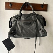 Balenciaga Classic City 115748 2Way Handbag Dark Gray Vintage Auth Used Japan