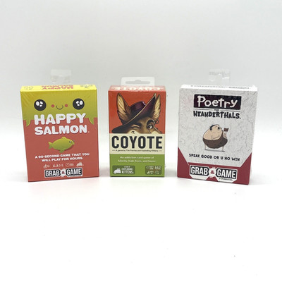 Party Card Games Happy Salmon, Coyote, Poetry for Neanderthals Lot of 3