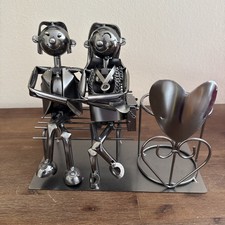 Flaschenhalter Brautpaar Hochzeitsgeschenk Weinpr&auml;sent Hochzeit Metall Modern