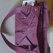 DKMS Damen Schultertasche Veloursleder lila m...