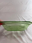Vintage Federal Sylvan Uranium Green Depression Glass "Parrot & Bamboo" Platter