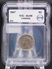 1947 CANADA FIVE CENT DOT ICG GRADED AU58  (BT1264)