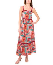MSK Women's Sleeveless Square-Neck Linen flowing Maxi Dress Red Size XL $89 SALE