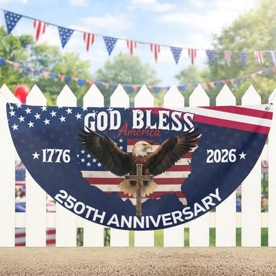 God Bless America 250th Anniversary Fence Banner, USA Eagle Cross Decor