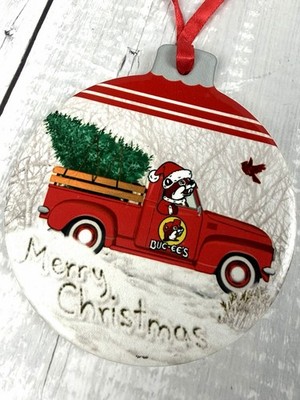 Buc-ee s Bucees Merry Christmas Ornament Ceramic Red Truck 0053