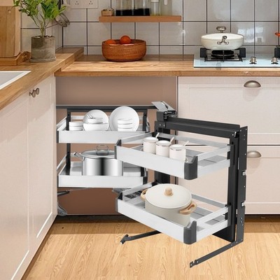 2 Tier Swing Right Blind Corner Cabinet Pull-Out Organizer Kitchen Storage Shelf