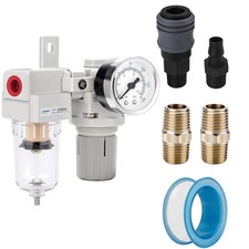 Air Filter Regulator Combo with Polycarbonate Bowl and Semi-Automatic Drain