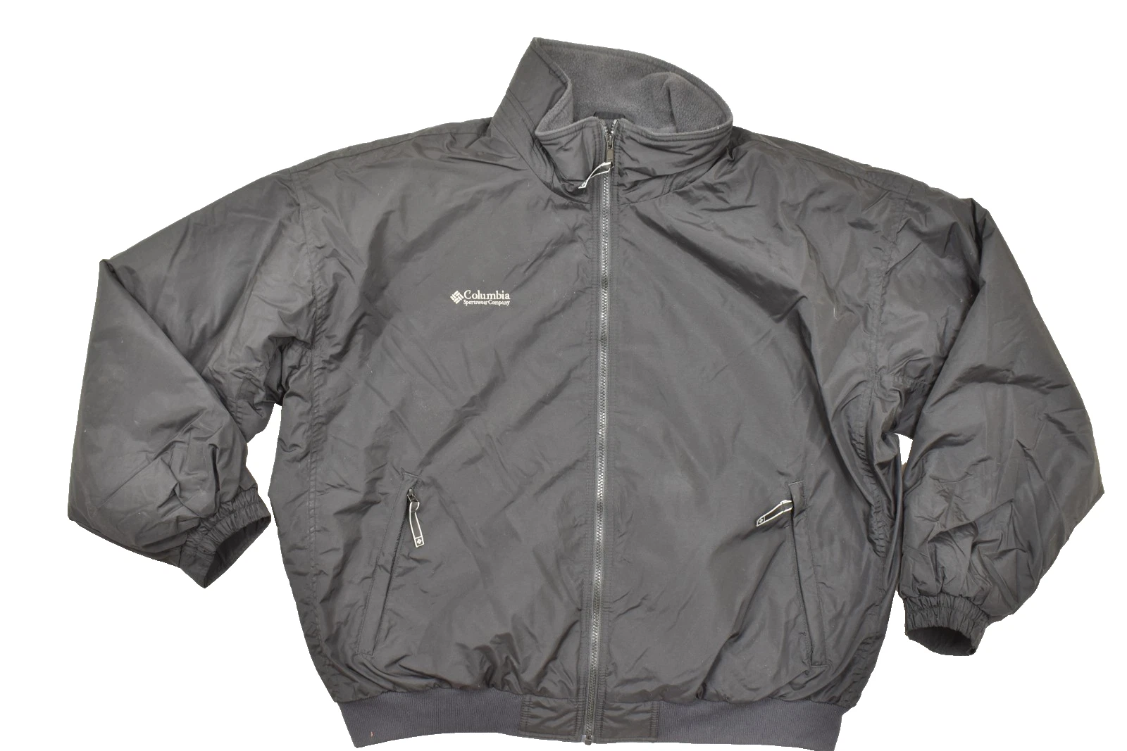 Columbia Mens Jacket XXL Black Fleece Lined Insulated Full Zip Bomber WM5020