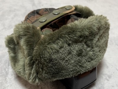 Thinsulate 3M Camo Men's Trapper's Hat Sz M Snap Strap Faux Fur+Quilted Lining