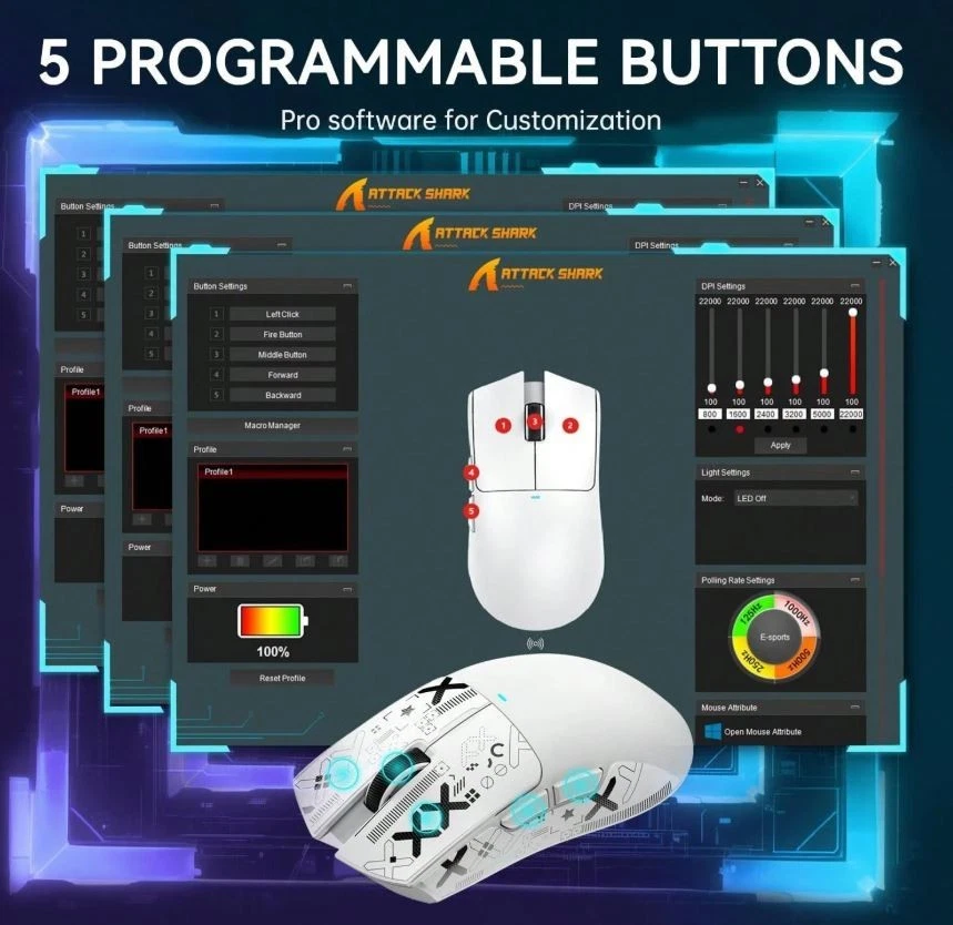 Attack Shark X11 59g Wireless Gaming Maus RGB 22000DPI + Dock - Bild 4 von 4