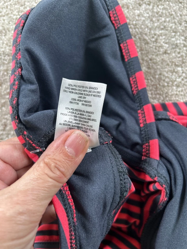 Mossimo Swimwear Women's Red Black Striped Tankini Top Small - Image 4 of 4