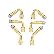 BESULEN Car Tire Valve Extenders, 6PCS 45 90 135 Degree Brass Tyre Gold