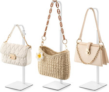 3 Pack Purse Holder Handbag Display Stand: White Hanger Rack for Bags